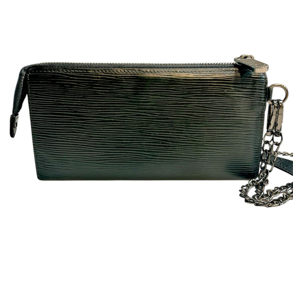 Louis Vuitton Black Epi Buckle front zipper wallet on crossbody chain with COA - Picture 5 of 17